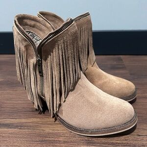 Dingo Tan Fringe Ankle Boots